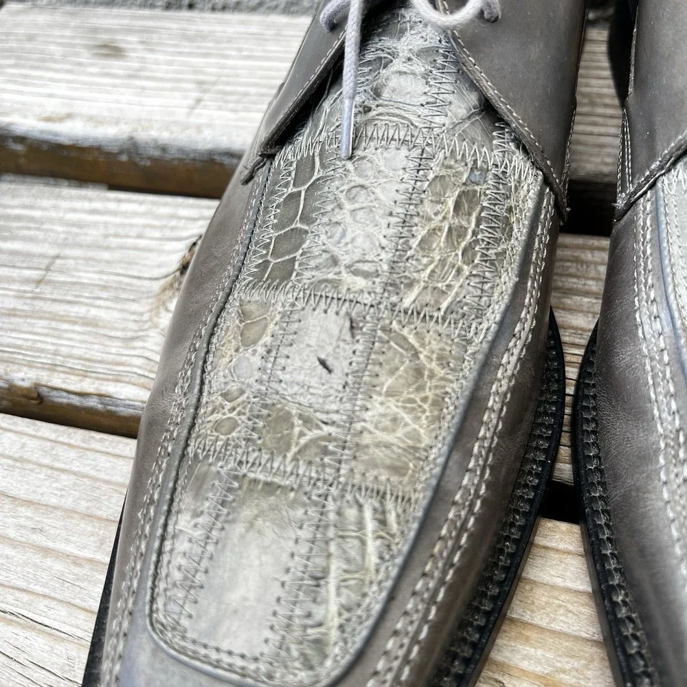 Steve Harvey Shoes Men Size 11 Crocodile Lace Up Dress Shoes Genuine Leather